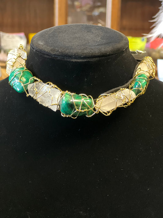 Malachite & Clear Quartz Choker